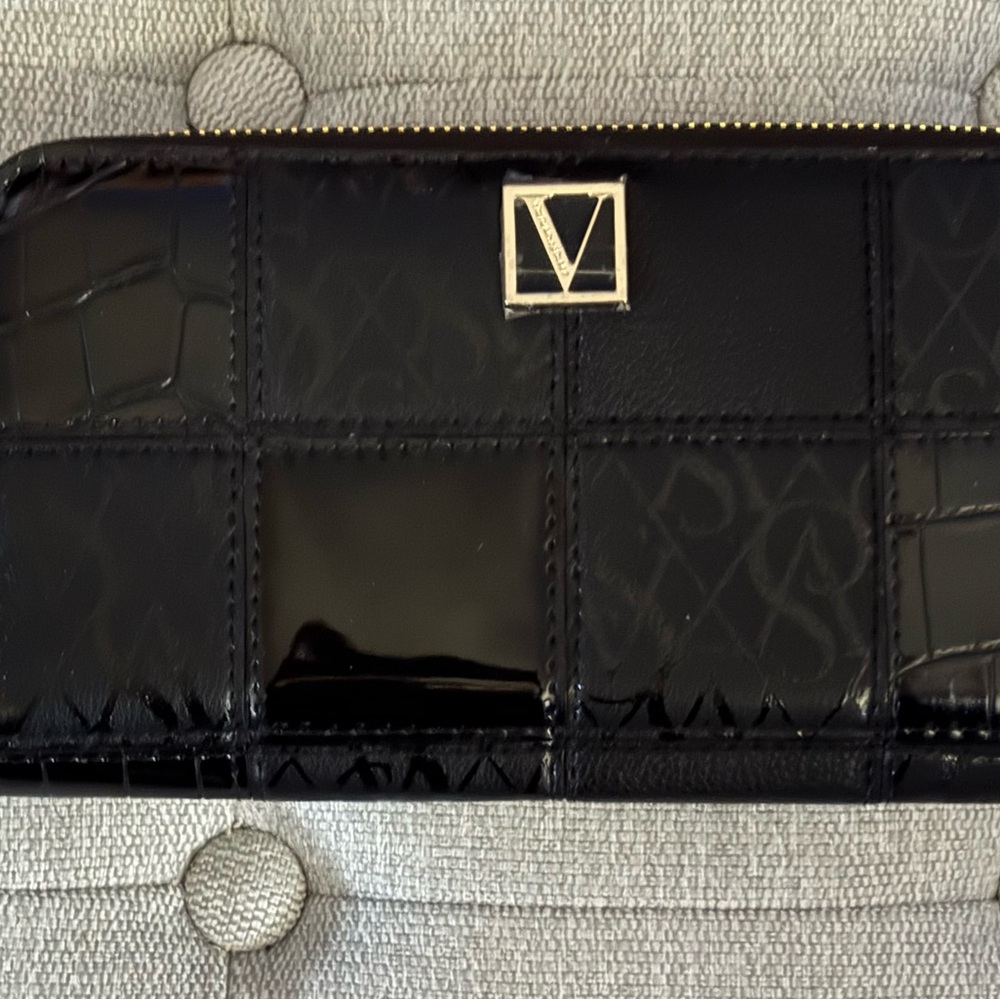 Victoria's Secret Black Croc-Embossed Wallet